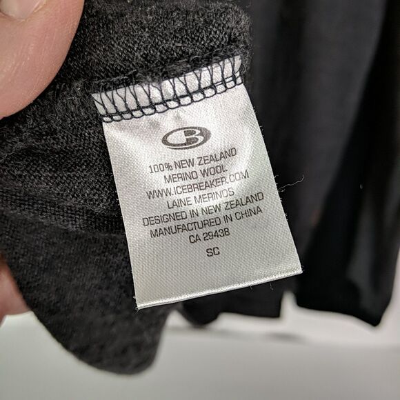 Icebreaker Merino Wool Quarter Zip Pullover Sweater Men XL Gray Black Thumbhole - Picture 9 of 9